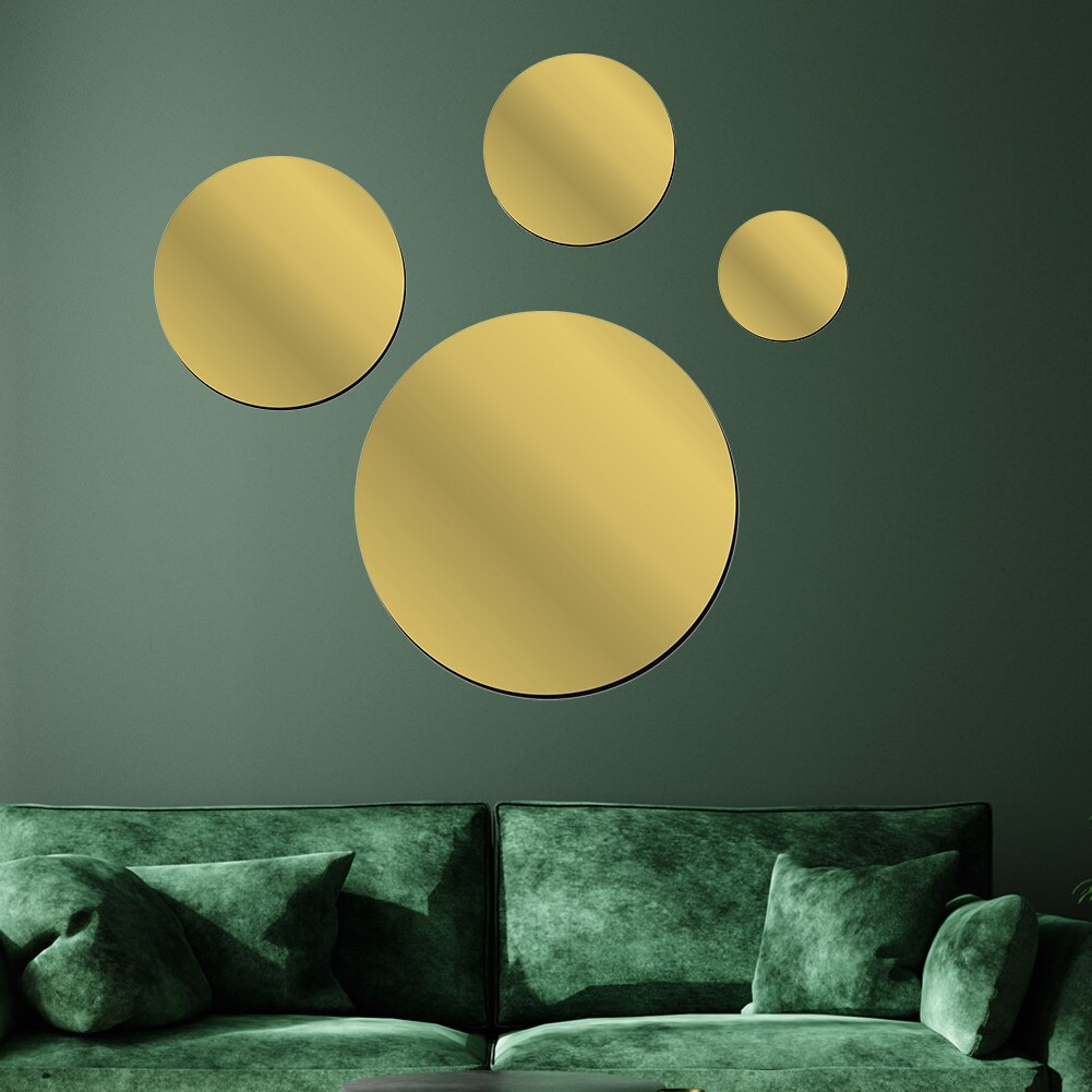 Espejo redondo autoadhesivo para decoración del hogar, calcomanías decorativas 3D de acrílico, Mural de 10-30cm, para dormitorio, sala de estar