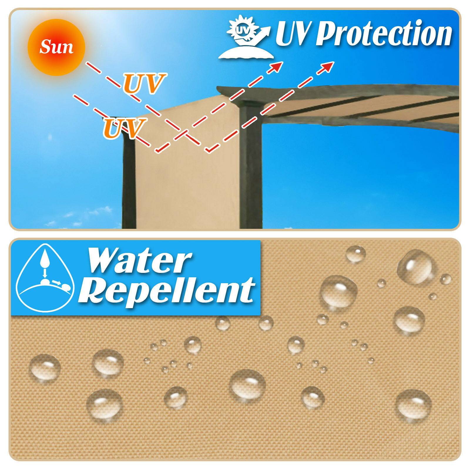 17x6.5Ft Pergola Canopy Replacement Cover Outdoor Yard Patio Tan Sun Shade 1 Canopy Shelter(Not Included Other Stuff)