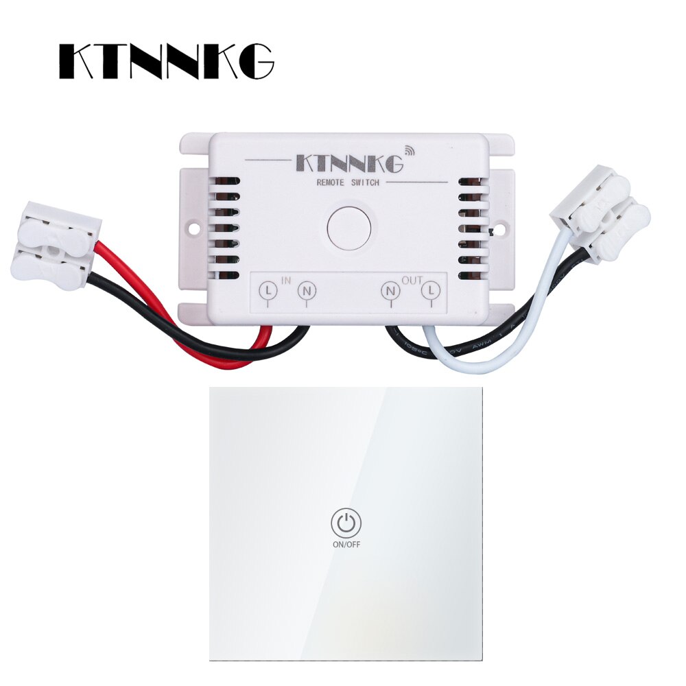 433Mhz 90-250V wall touch sensor switch, general standard lighting switch, crystal glass switching power supply, 1 way switch: kit7