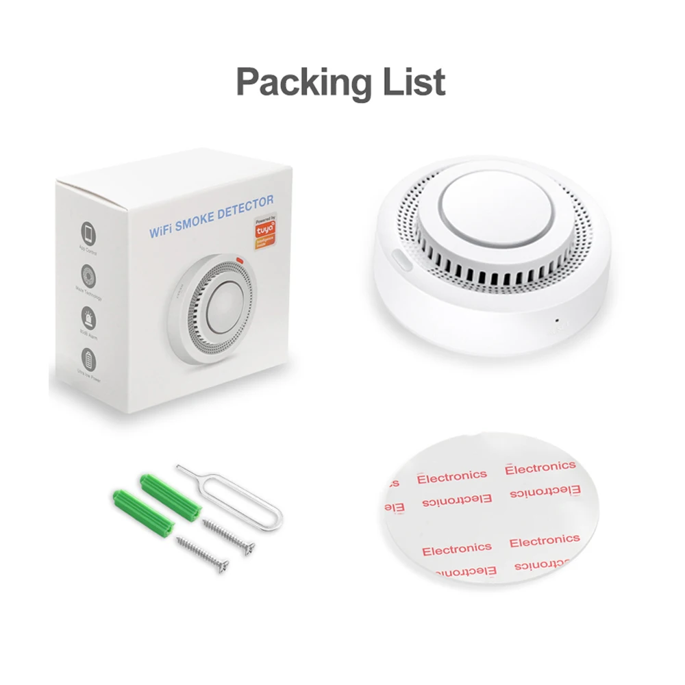 Tuya Smart WiFi Zigbee Smoke Detector Smart Fire Alarm Sensor Home Security Fire Protection System Smart Life Works Gateway Hub