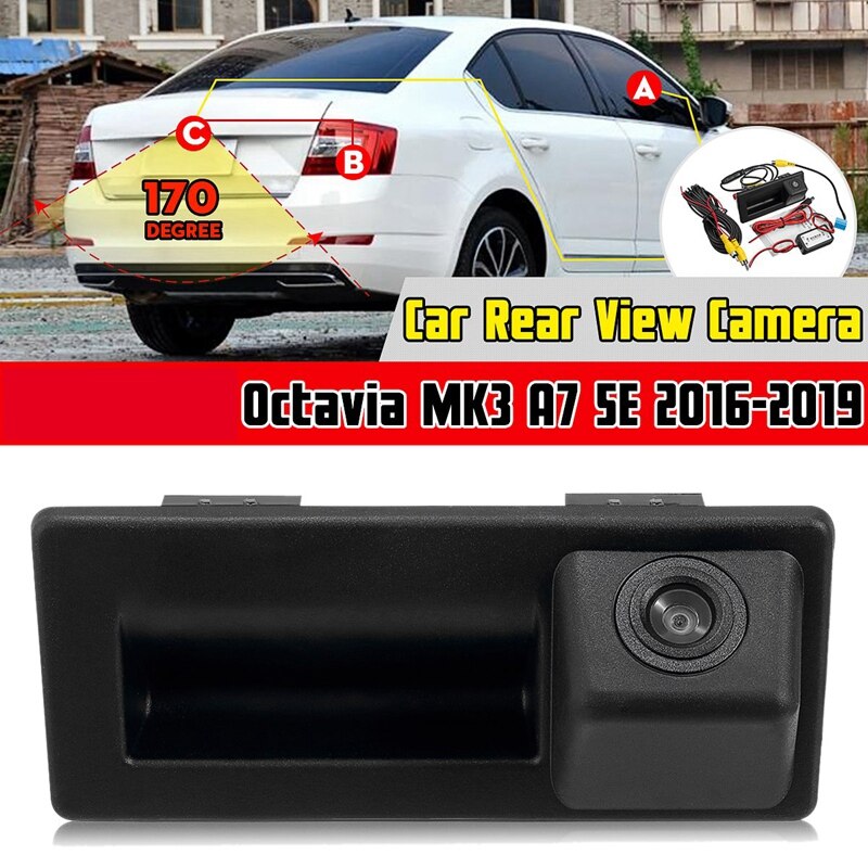 Bil bagagerum bagklap bagdør håndtag bagfra backup kamera hd til skoda octavia  mk3 a7 5e -  superb 3
