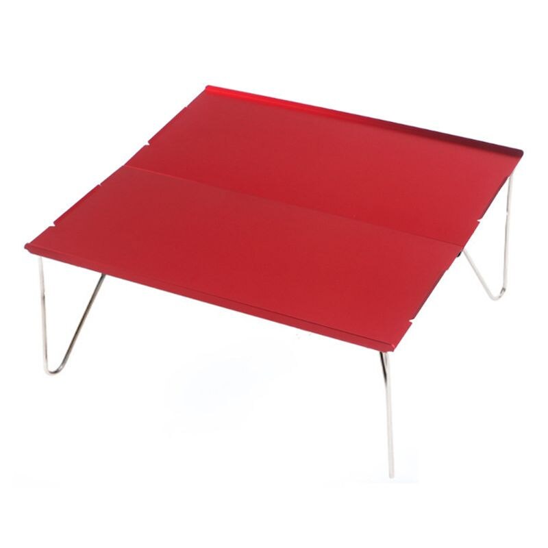 Ultralet bærbart bord vandreture camping folde aluminiumsbord udendørs backpacking mini skrivebord med bærepose til rejser: Rød