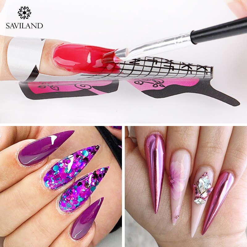 Saviland Nail Art Gereedschap Franse Nail Uitbreiding Acryl Uv Gel Tips Vlinder Vorm Sticker Gids Voor Manicure Nagels