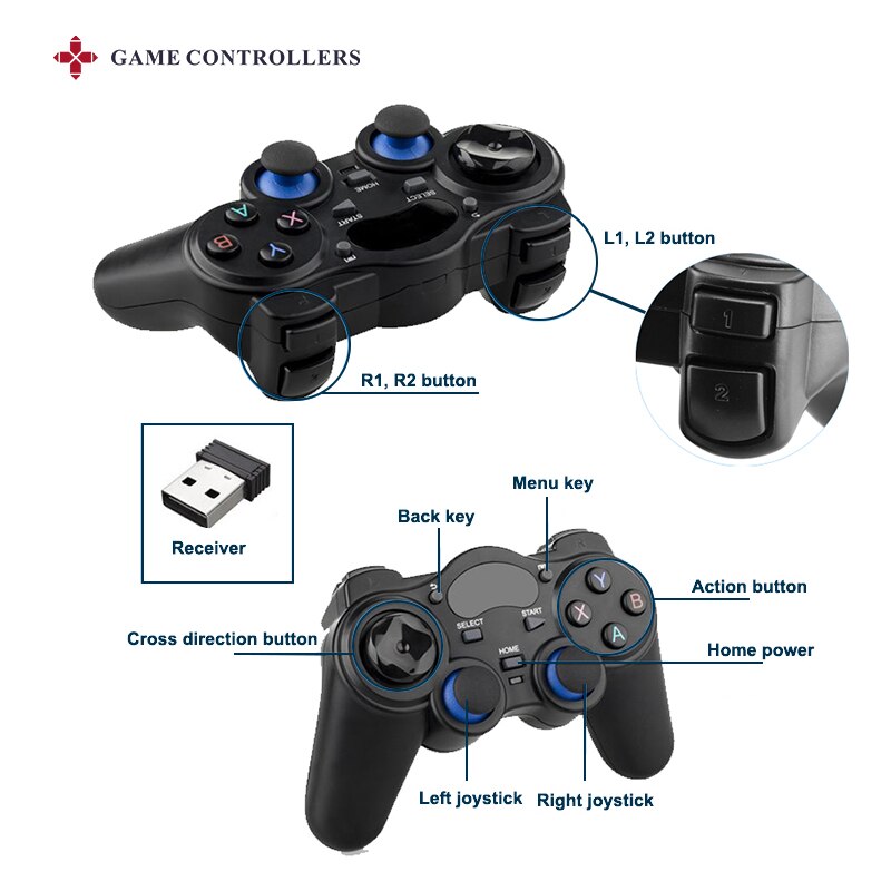 2.4G Wireless Game Gamepad Joystick Gamepad with USB Receiver for PS3 /PC/Android Smartphone/Super Console X