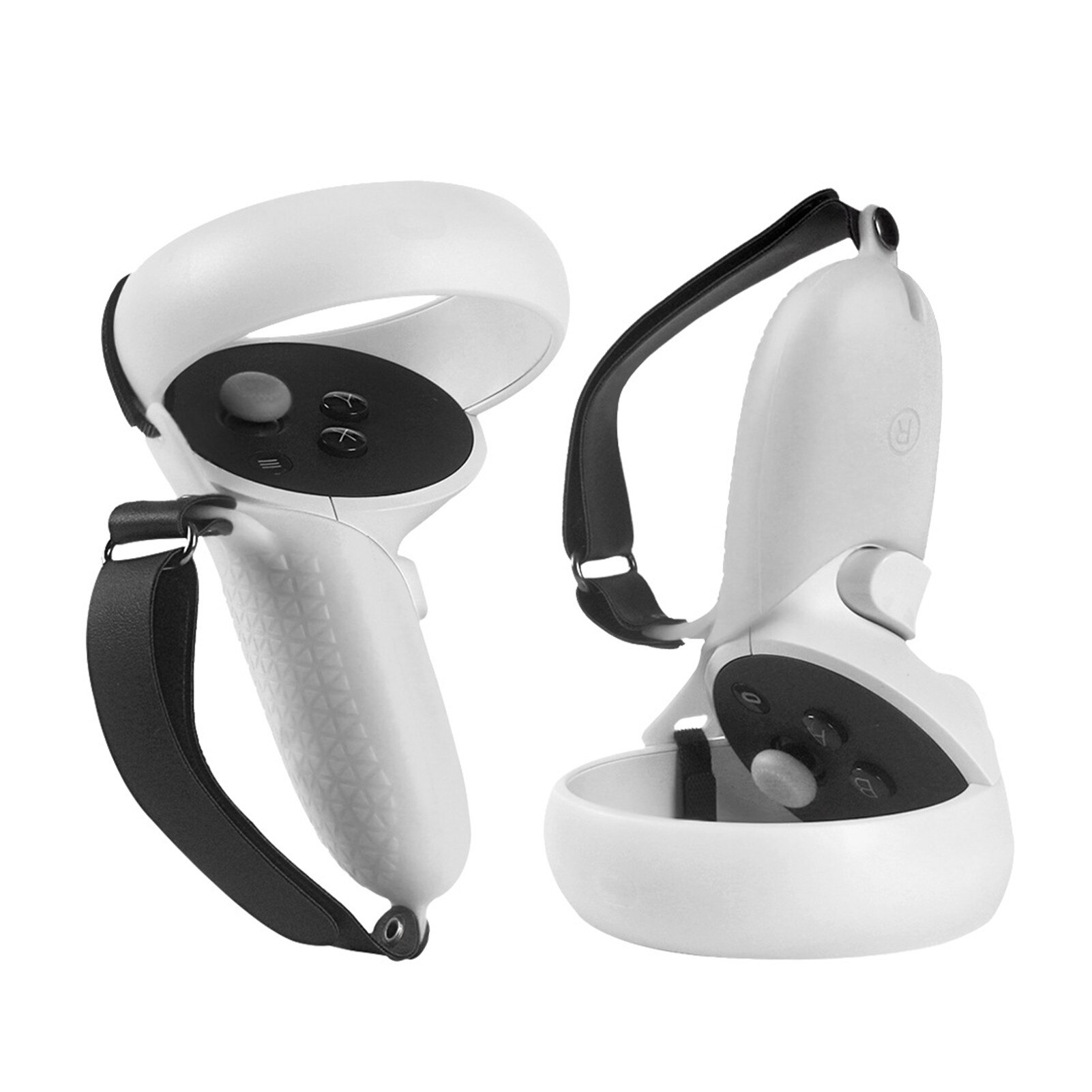 Controller impugnatura coperchio impugnatura in Silicone accessori VR per Oculus Quest VR 2 coperchio di protezione con cinturino per impugnatura per dom2: White