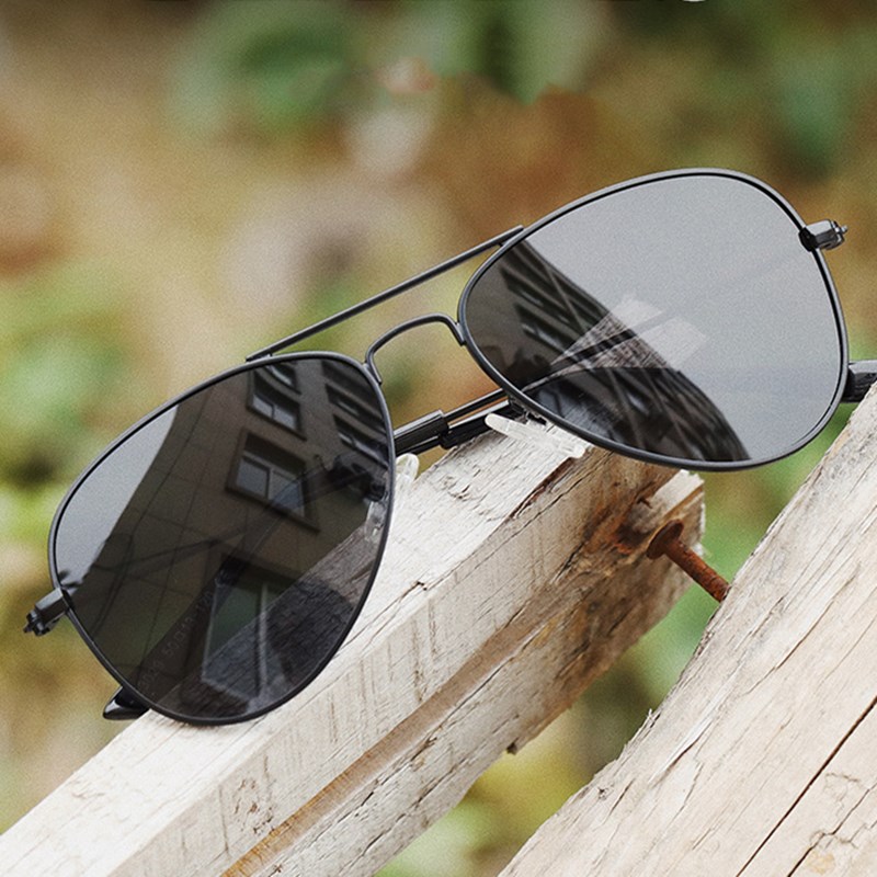 E Gläser Sonnenbrille B-Pilot 18 Gold Dark Green - Grüne HD Nylon Gläser Und Sonnenbrille Grün
