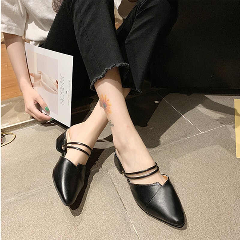 Sandalen dames eenvoudig dikke hak dames sandalen zonder hak luie dames sandalen met hak baotou hoge hakken