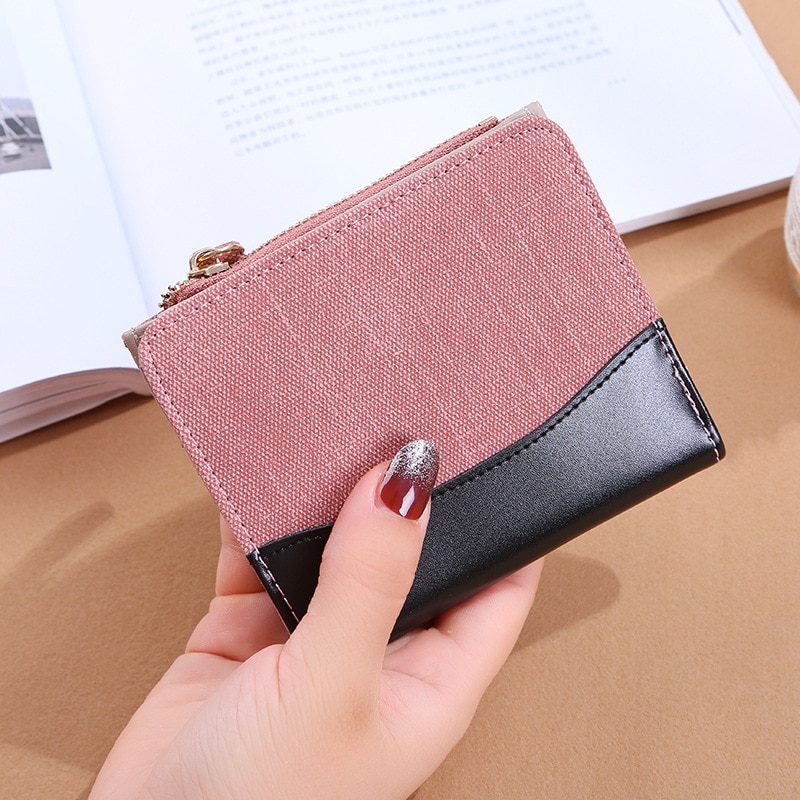 Wallet Women Bird Embroidery Portefeuille Femme Zipper Hasp Short Purse Leather Card Holder Green Blue Pink Black Women Wallets: Type G pink