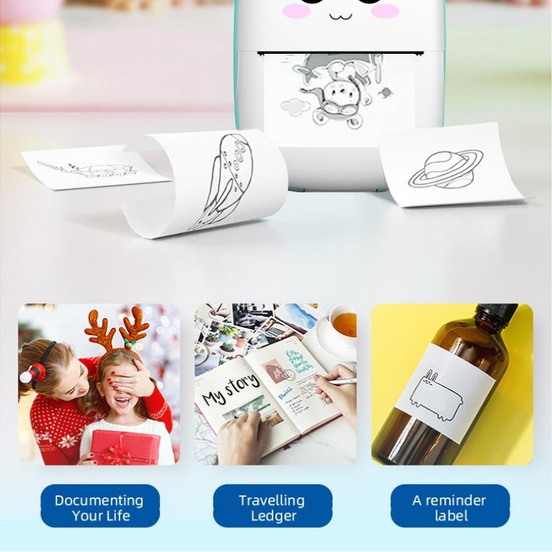 Portable thermal printer mini cat print photo pocket thermal label printer 58mm printing wireless Bluetooth Android iOS printers