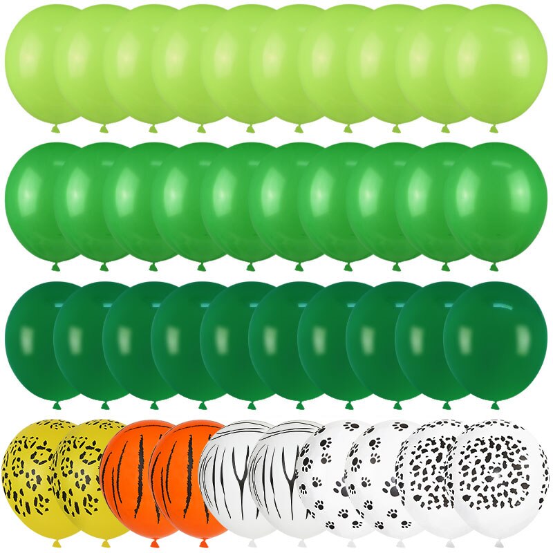 40 pezzi di palloncini verdi impostato di coriandoli metallici palloncini giungla safari animali decorazioni per feste di compleanno bomboniere per bambini