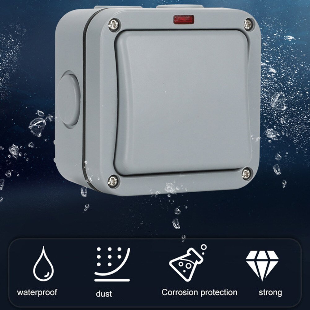 IP65 Switch Windproof Waterproof Single And Double Channel Waterproof Switch For Kitchen, Bathroom, Swimming Pool Switch