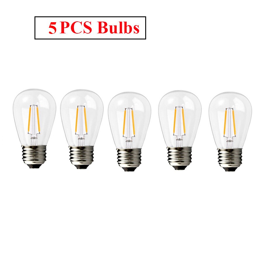 S14 Commercial Grade LED String Light With 5/10/15PCS Edison Bulbs E27 Waterproof for Outdoor Street Backyard Patio Cafe Bistro: Only 5PCS Bulbs / 110V US Plug
