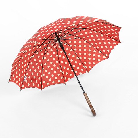 2021 ombrello da esterno in legno massello con manico lungo ombrello automatico di lusso UV ombrello da pioggia per donna ombrello da sole portatile da esterno estivo: Red