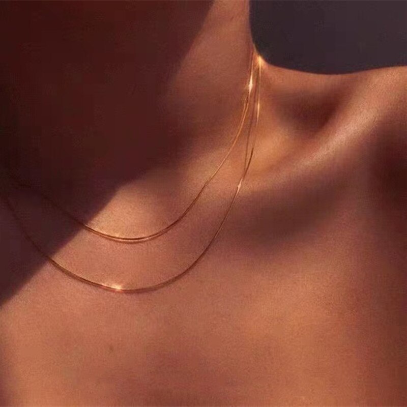 Glänzend Hals Kette Minimalistischen Halsband Halsketten Für Frauen Mädchen Gold Farbe Kragen Schicht Halsband Halsketten Punk Party Schmuck