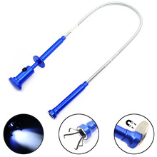 Magnetic Grapple Gripping Claw Flexible Home Toilet Gadget Pick Up Tool Sewer Cleaning LED Light Spring Rod Iron Stretchable