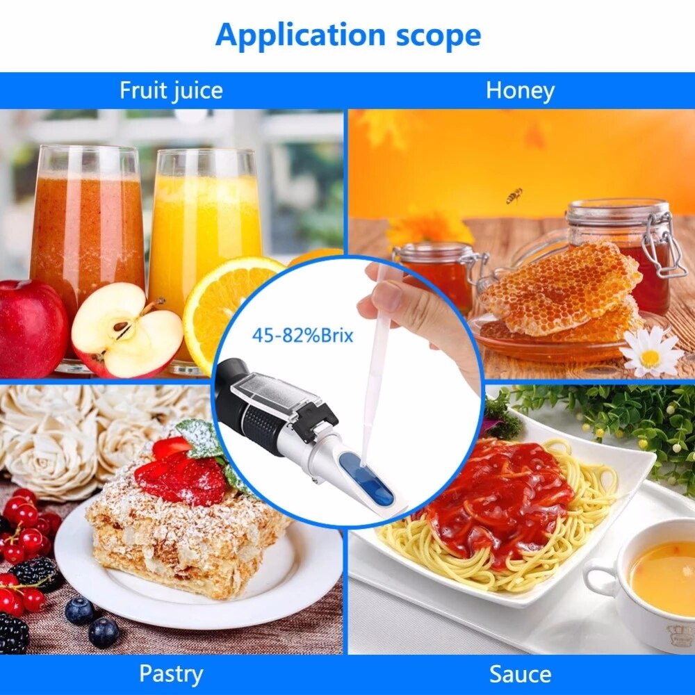 Hand Held Brix Meter Refractometer 45-82% honey sugar refractometer Minimum Division 0.5%Brix ATC Refractometer
