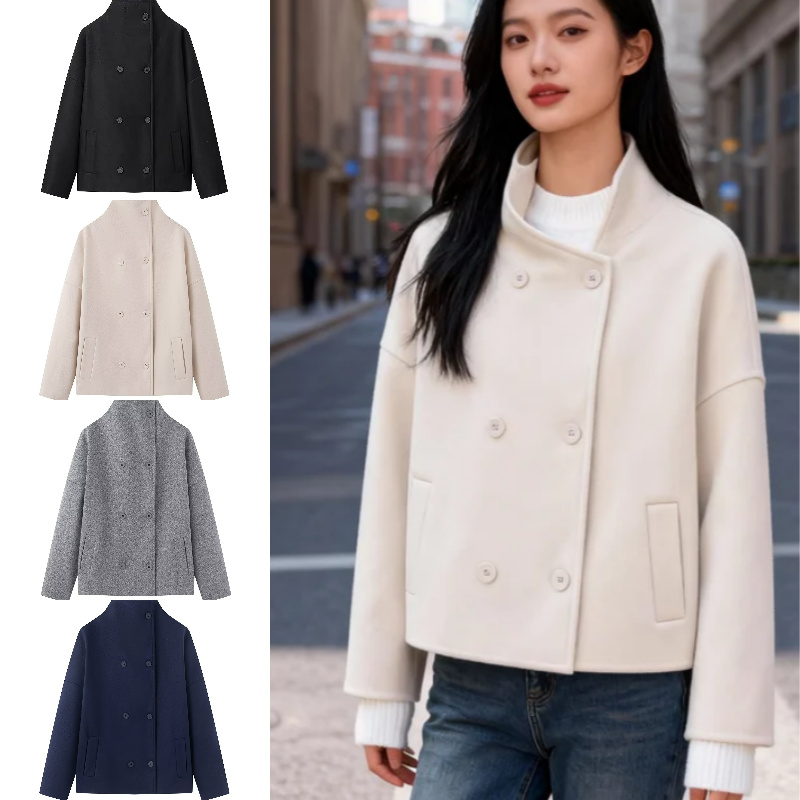 2026 Cappotto corto doppio petto versatile stile neutro elegante moda nuovo arrivo primavera 2026