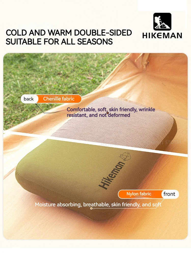 HIEllMAN-Oreiller de camping respirant en mousse à mémoire de forme, équipement de sommeil confortable, équipement de voyage, santé cervicale, oreillers de sieste