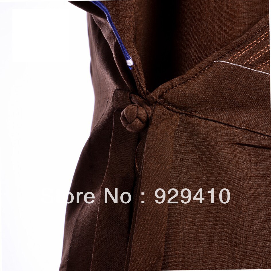 Famousbrand Boeddhisme uniformen Shaolin monniken suits kleding nun zen robegown abbot lag meditatie kleding haiqing bruin