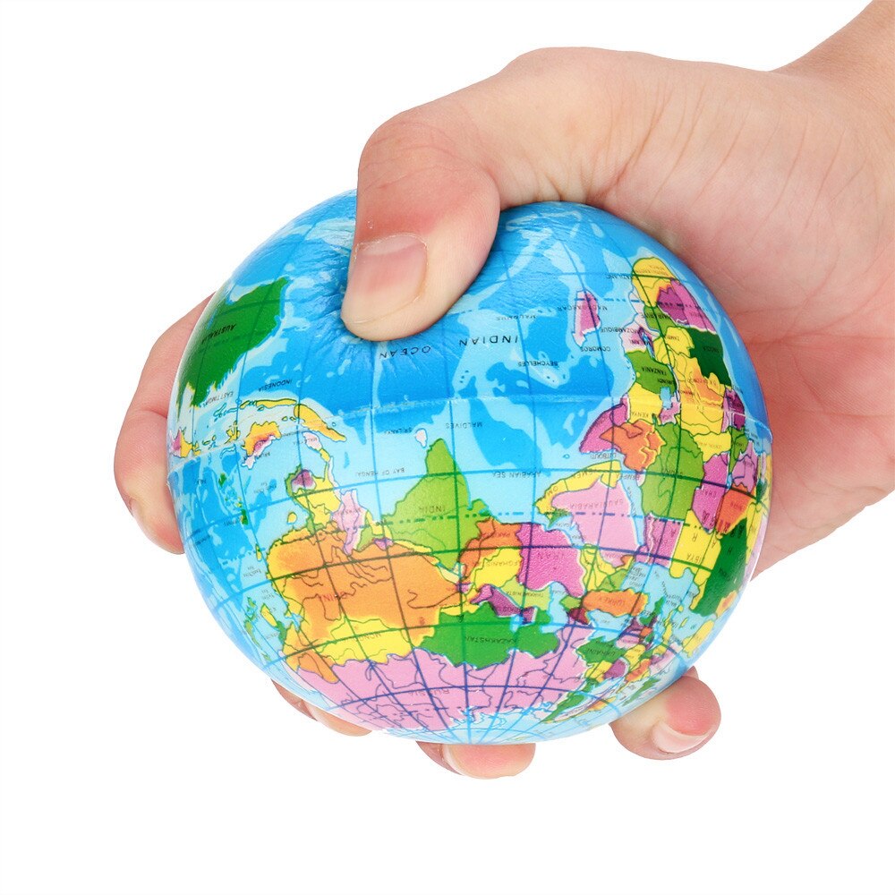 2 Pcs Squishy Toy Stress Relief World Map Foam Bal Atlas Globe Palm Planeet Aarde Bal Decompressie Trage Rebound Pu speelgoed