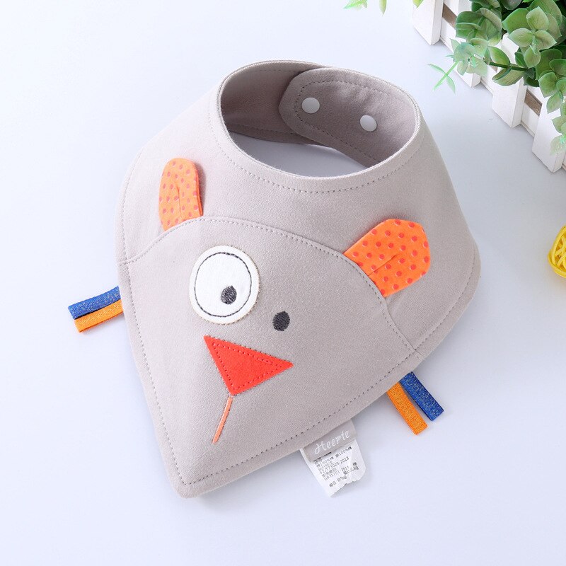 Baby Bibs Waterproof Triangle Cotton Cartoon Child Baberos Bandana Bibs Babador Dribble Bibs Newborn Slabber Absorbent Cloth: Gray