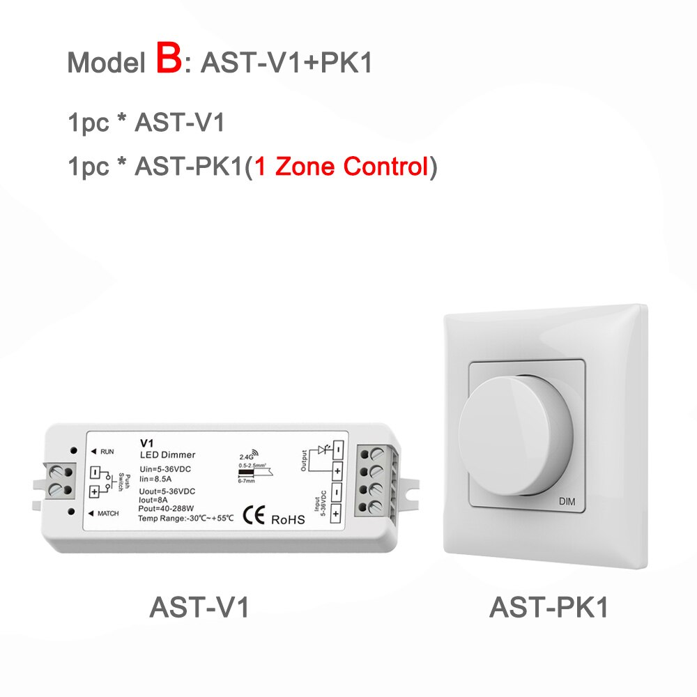 LED Dimmer 12V 24V PWM RF 2.4G Wireless Touch Remote Controller 5V 36V Smart Wifi Dimmer Switch for Single Color LED Strip Light: Model B