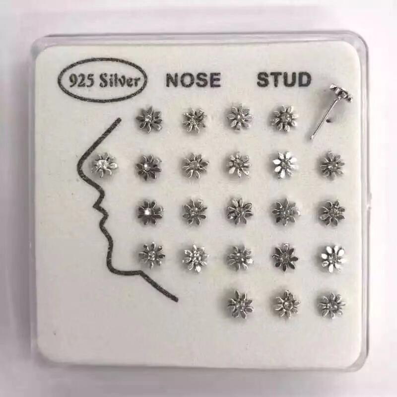 Hellolook 24 Stks/set 925 Sterling Zilveren Neus Piercing Studs Gold Zon Bloem Neus Studs Voor Vrouwen Meisje Piercing Sieraden