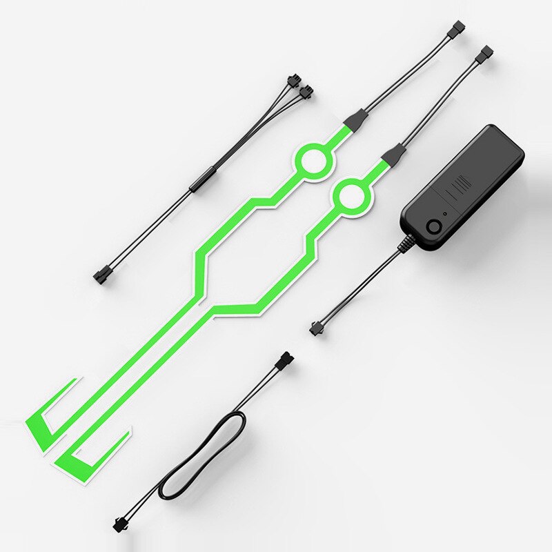 Kit Durable pour le bricolage 3V | 2 pièces, casque étanche, lumière de moto, Signal d'équitation EL Strip, clignotant,, directe: Green