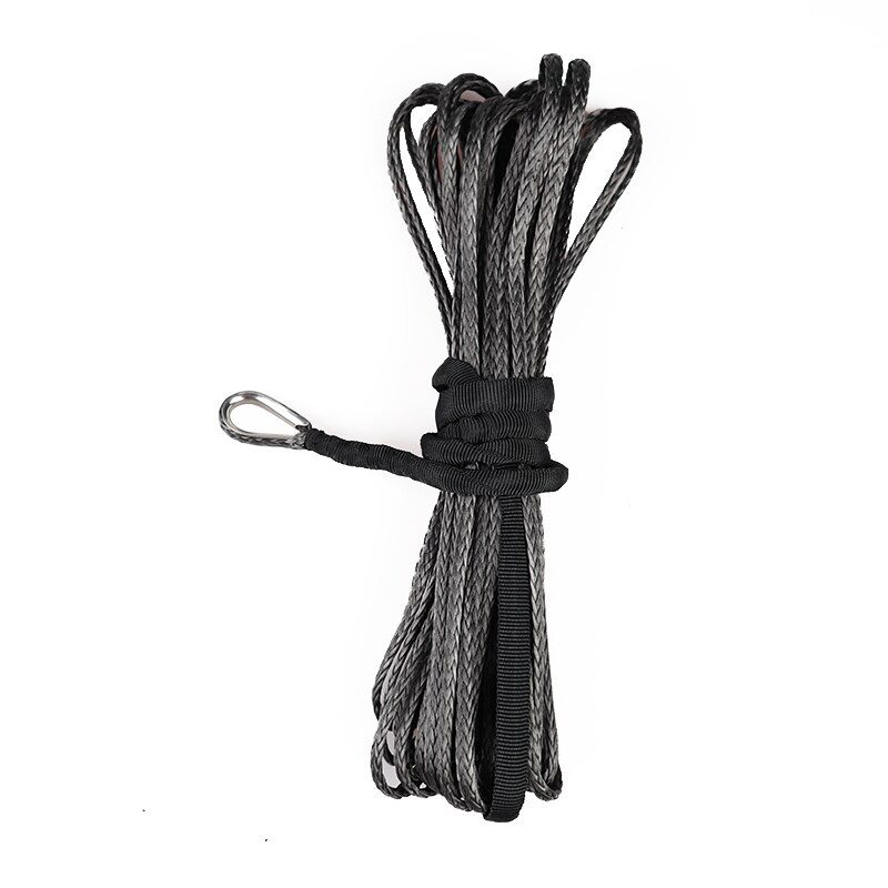 15m 7700LBs Winch Rope String Line Cable with Sheath Gray Synthetic Towing Rope Car Wash Maintenance String for ATV UTV Off-Road