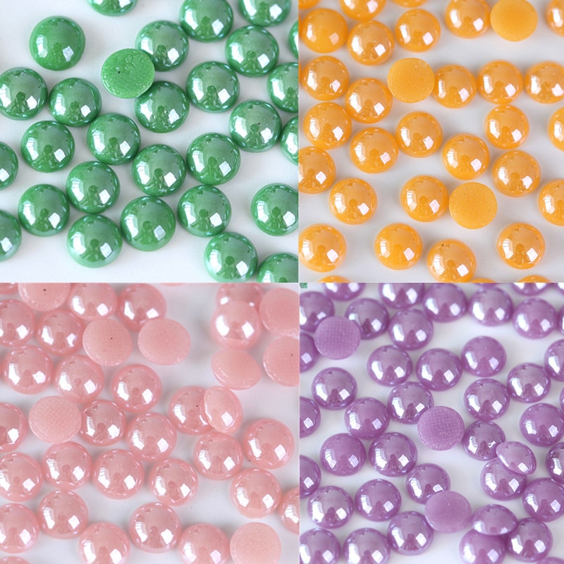 4 Mm 5 Mm 6 Mm Mix Kleuren Keramische Hotfix Rhinestones Plaksteen Half Ronde Parels Ijzer Op Steentjes Trouwjurk decoraties Y3700