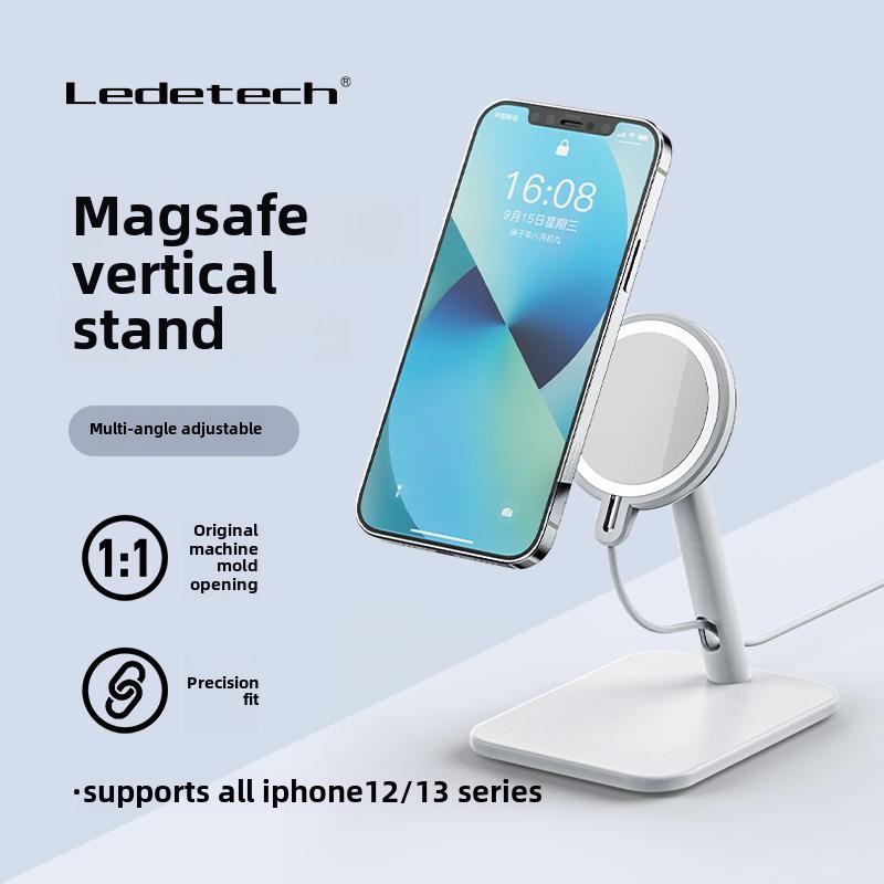 Magnetic Magsafe Phone Holder Stand with Wireless Charger for Apple 12+ Phones - Desktop Stand with Fast Charging