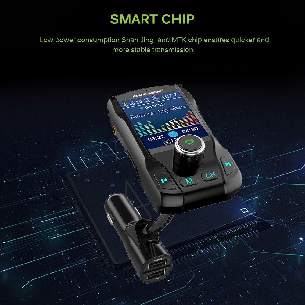 Dual USB Ports Support FM Transmitter FM Channels Bluetooth Radio Adapter For Car Bluetooth V3.0 With EDR In-Car FM Transmitter