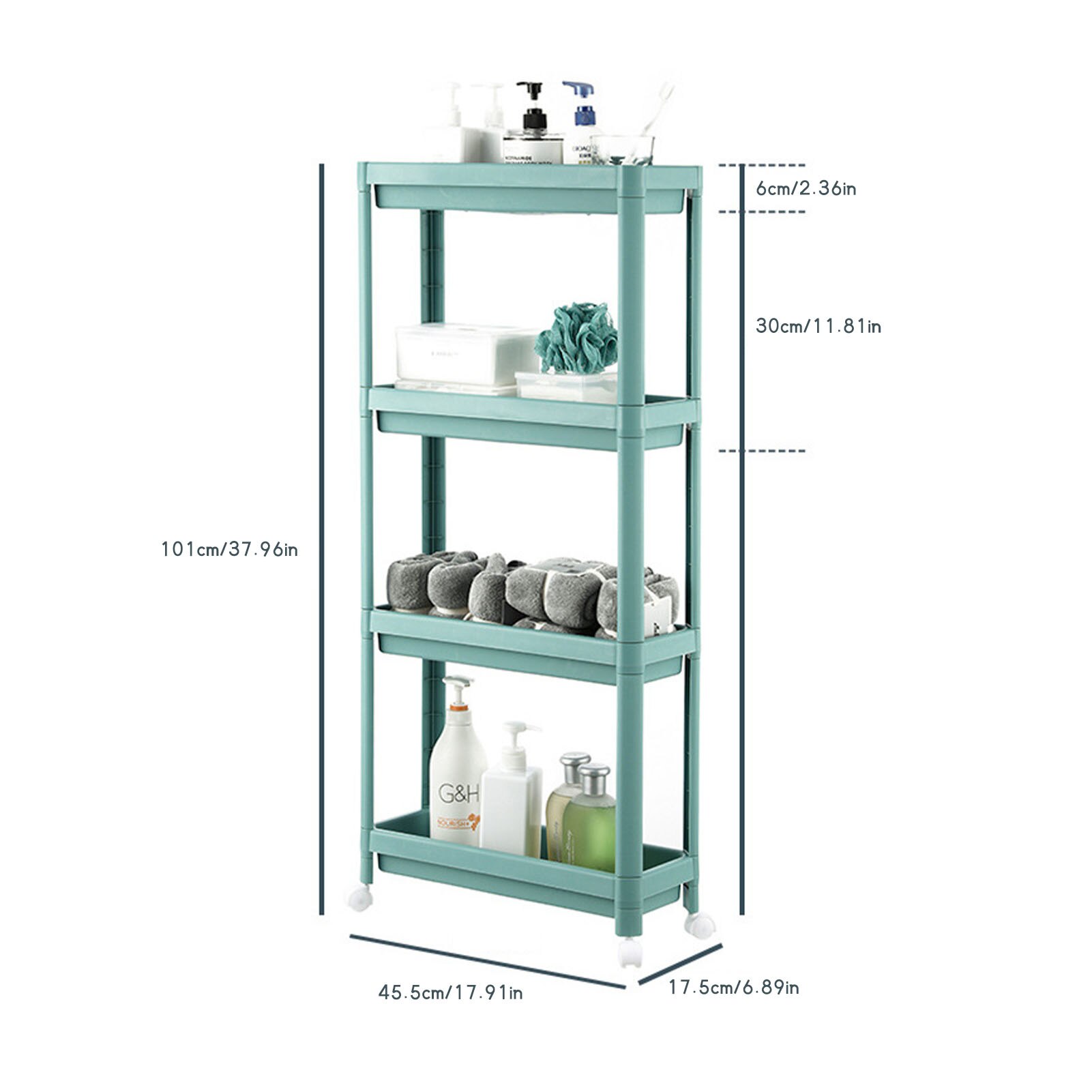 2/3/4-Tier Folding Slide-out Storage Rack Kitchen Shelf Spice Organizer Bathroom Organizer Shelf Book Shoes Shelve With Wheels