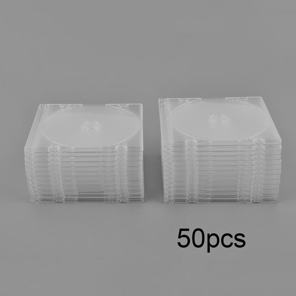 50 stk sett 3 tommers 8cm bærbar gjennomsiktig cd-etui standard størrelse dvd cd-etuier oppbevaring hard boks