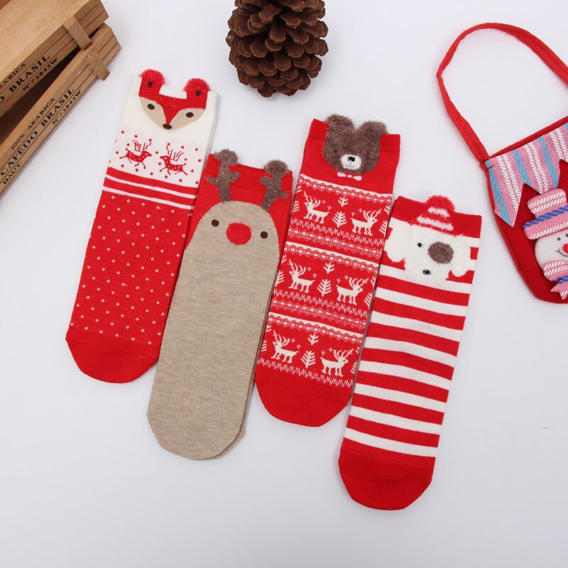 4 Pairs/set Santa Christmas Socks Decoration Merry Christmas Ornament Happy Year Xmas Noel Navidad Natal