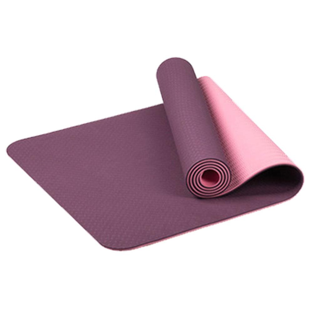 6Mm Dikke Tpe Twee-Kleur Yoga Mat Sport Mat Milieuvriendelijke Smaakloos Antislip Fitness Outdoor mat: Paars