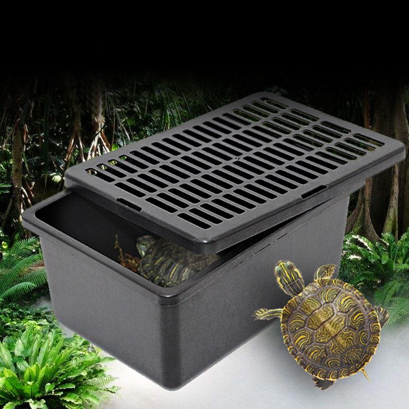 14,5 cm Reptil Feeder Kunststoff Fall Fütterung Atmungs Raster Für Schildkröte Eidechse Schlange Käfig Versiegelt Fall mit 4-weg schloss