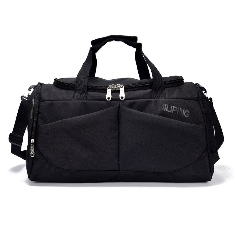 Bolsa de viagem dos homens quentes grande capacidade mulheres bagagem esporte duffle sacos masculino lona grande viagem dobrável bolsa ombro 632: Black