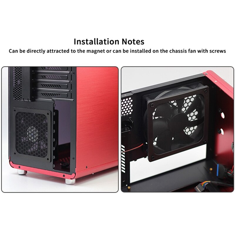 Marco magnético de 12CM, filtro de ventilador de refrigeración de PC de filtro de polvo de malla con Red, carcasa de ordenador a prueba de polvo
