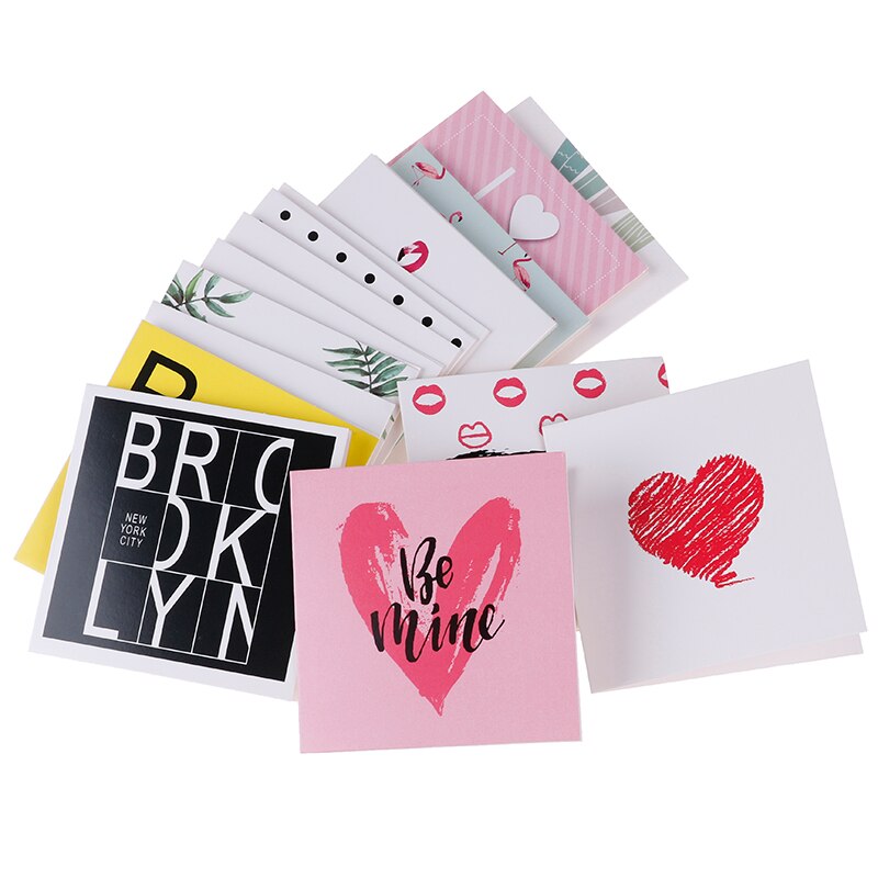 Nuovo 10 pz/impostato biglietti d'auguri di compleanno dei cartoni animati cartolina di capodanno in bianco mini cartoline creativo carta di san valentino di natale 8x8cm