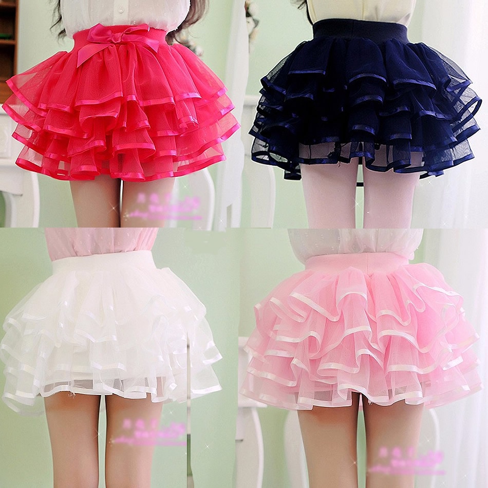 girls tutu skirts baby ballerina skirt childrens chiffon fluffy pettiskirts kids Hallowmas casual candy color skirt