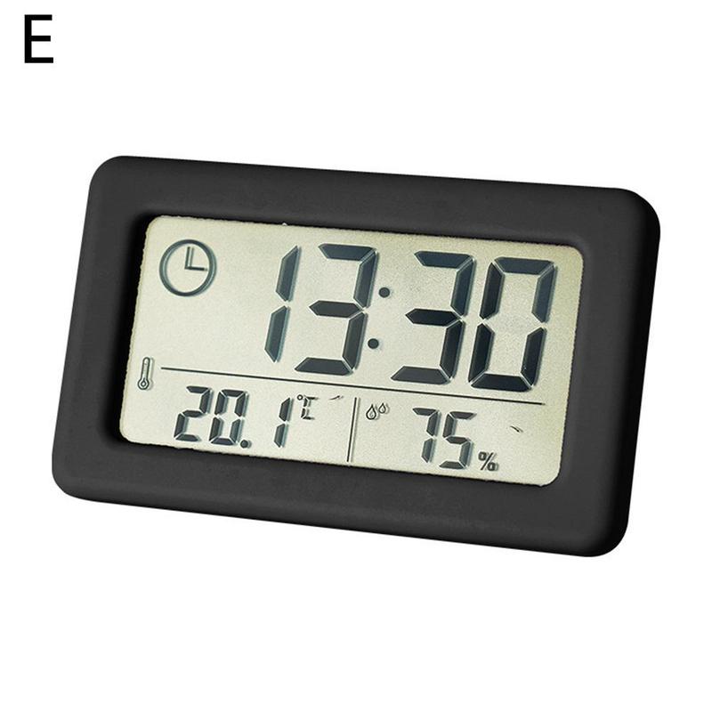 Digital Clock Thermometer Hygrometer Meter LED Indoor Electronic Humidity Monitor Clock Desktop Table Clocks For Home: Black