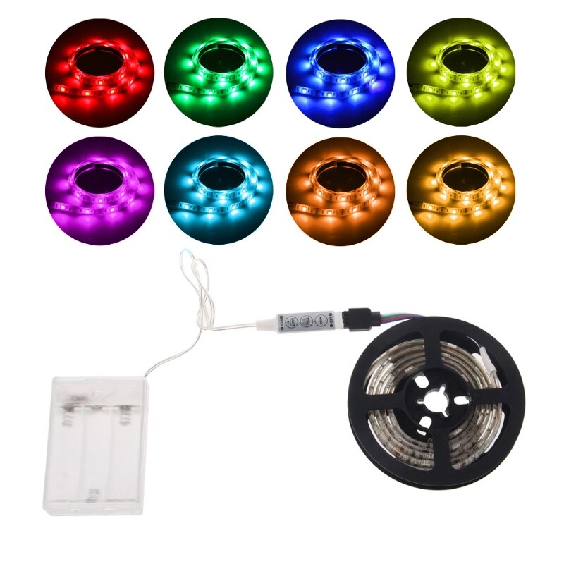 Tira Flexible de luces para televisor, Kit de iluminación trasera de 4,5 V, resistente al agua, 5050 RGB, funciona con batería, 30 LED/m