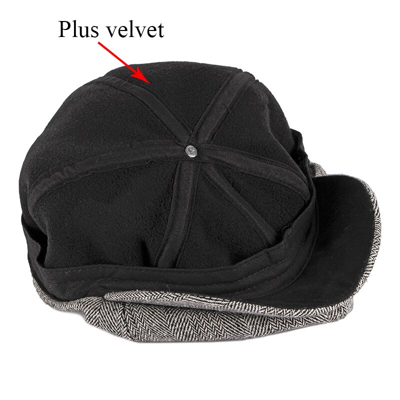 Mænds vinterhat britisk retro ottekantet hat middelaldrende ældre far gorro klassisk plus fløjl varm baret hat zz -230