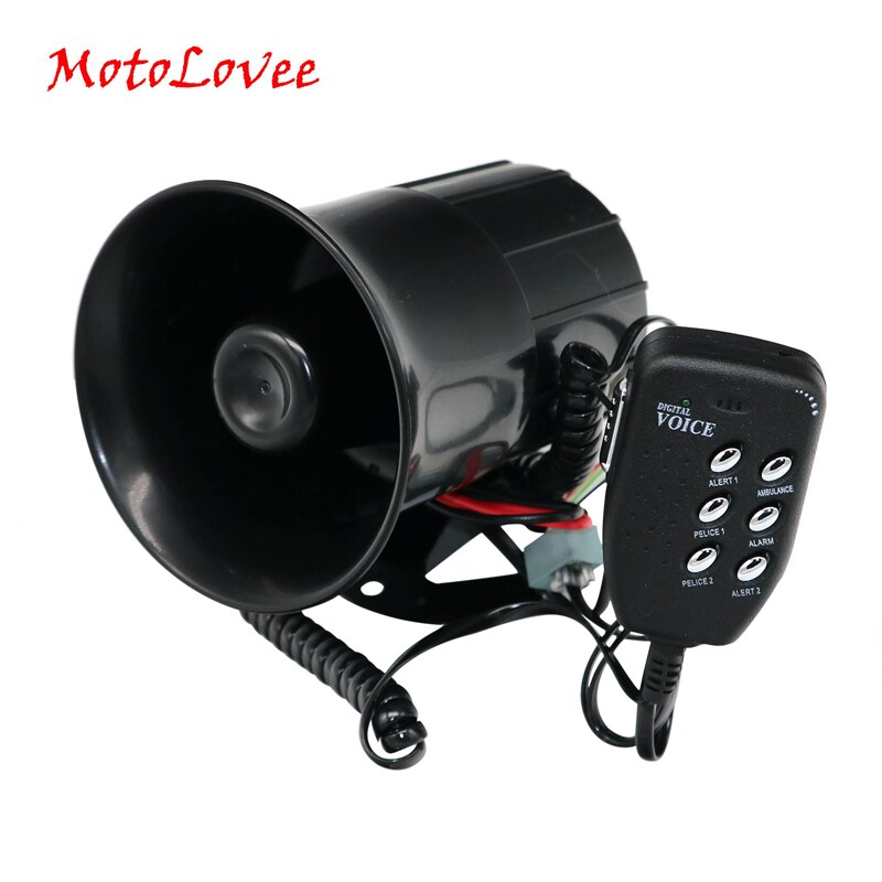 MotoLovee Universale 12V 100W auto macchina forte Corno 105-115db Sirena con 6 Tono del Suono Megafono sirena di Allarme per Moto furgone Camion Barca