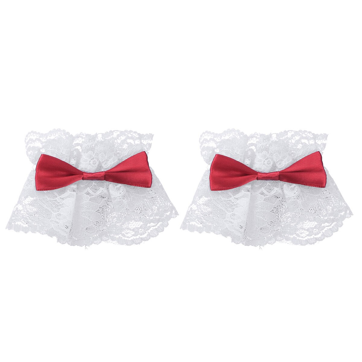 Delle donne Fatti A Mano Increspato Da Polso Polsini Floreale Del Merletto di Bowknot Polso Maniche Decorativo fasce Da Polso per Cosplay Del Partito Del costume di Usura Mano: rosso