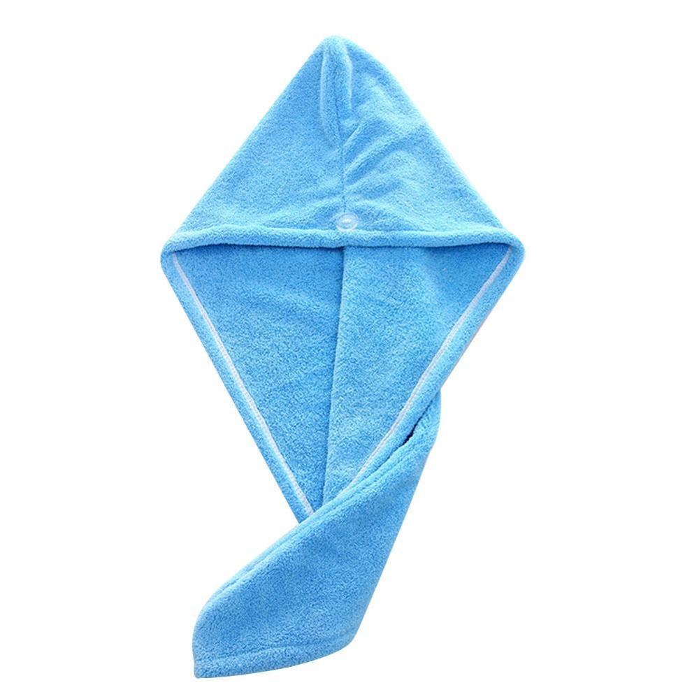 1pc microvezel haar snel drogende föhn handdoek bad tulband hoed droogt snel huishoudwikkel snel drogend gereedschap damesmuts bad  b1 m 0: Blauw