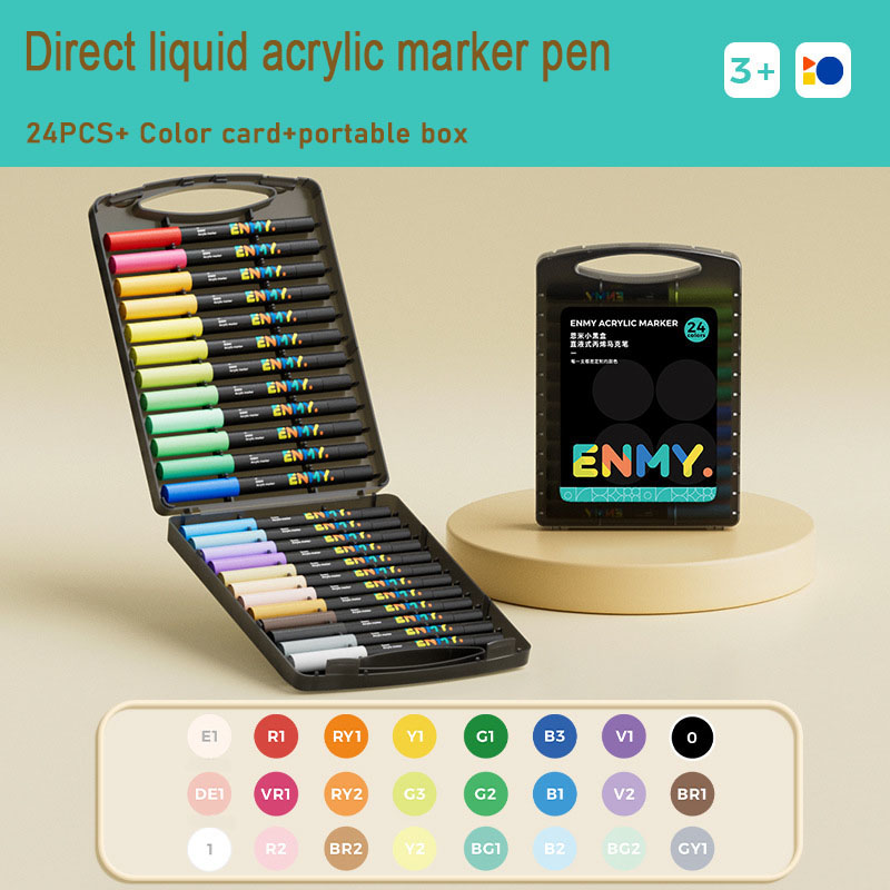 ENMY Acrylic markers Pen Direct Liquid Acrylic Paint Marker Pens Fabric for Canvas Rock Glass Wood Paper DIY Paint Marker: WHITE