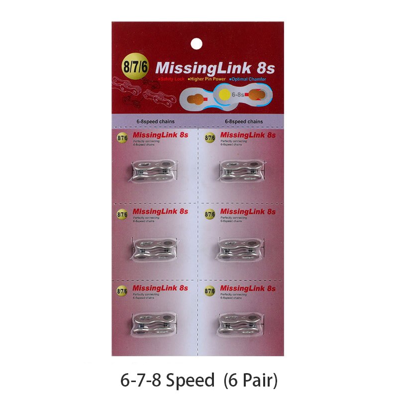 TOOPRE Bicycle Chain MissingLink 6 7 8 9 10 11 Speed Quick-Link Steel Ultra Light Silver 28g For KMC SHIMANO Chains: 6-7-8S  6 Pair