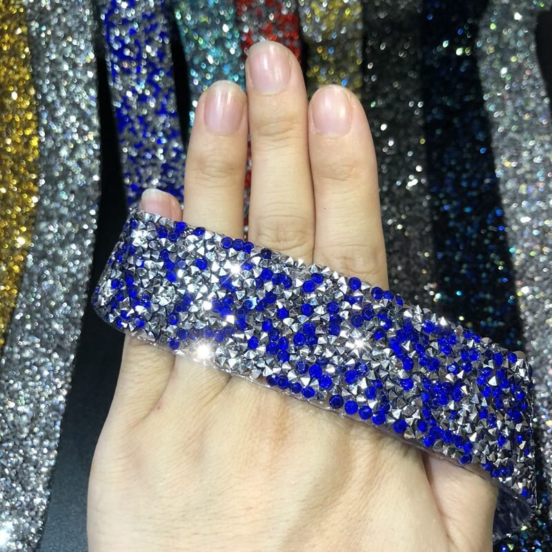 20 x 3cm selvklæbende rhinestone tape applikator rhinestones til tøj rhinestone applique strass hotfix krystal smykker bånd: Ti -zd0019